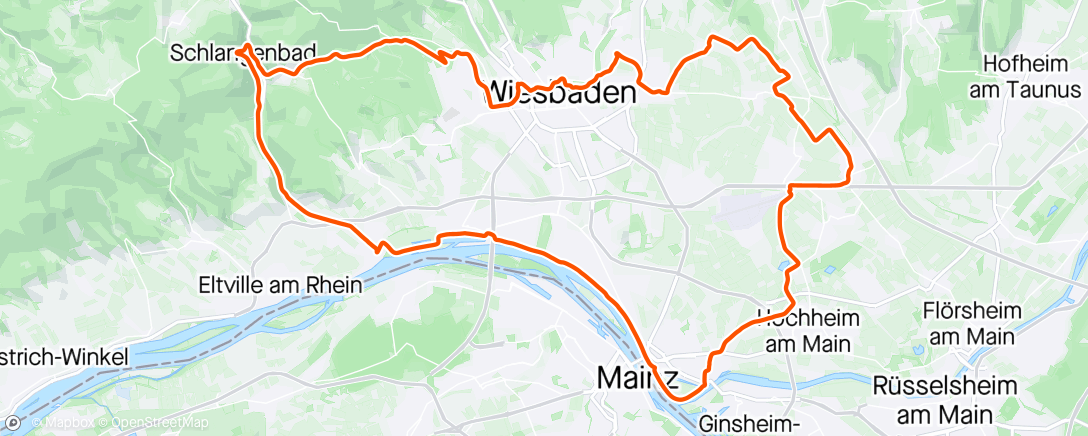 Map of the activity, Wiesbaden Gravelrunde mit 🌞