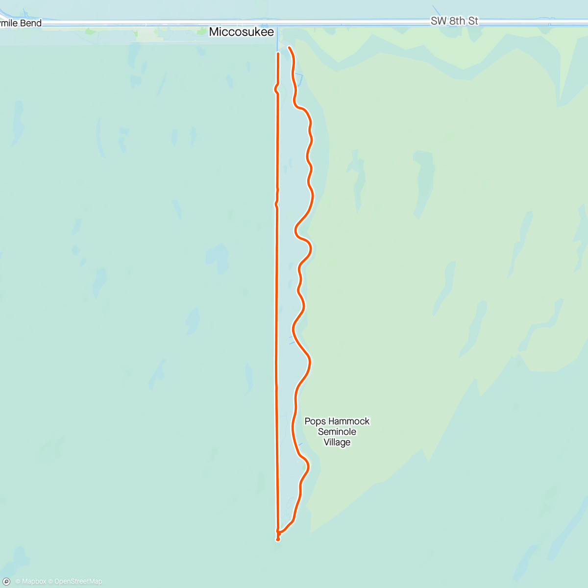 Map of the activity, Shark Valley National Park