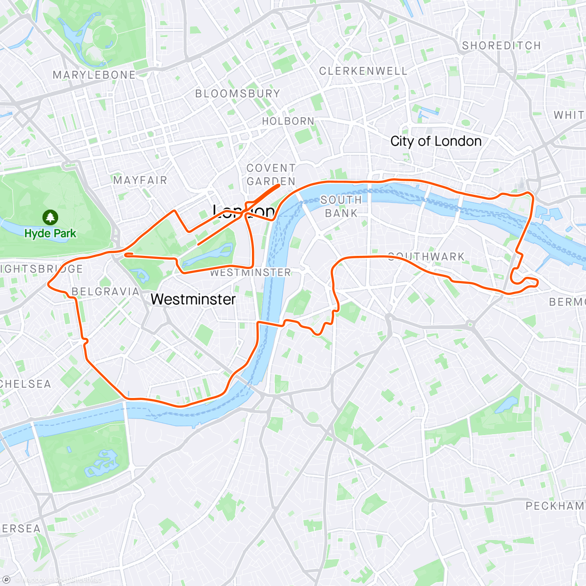 Map of the activity, Zwift - Turbo: Endurance tempo segments in London