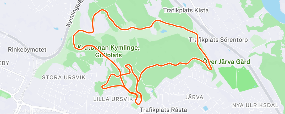 Map of the activity, Afternoon Run