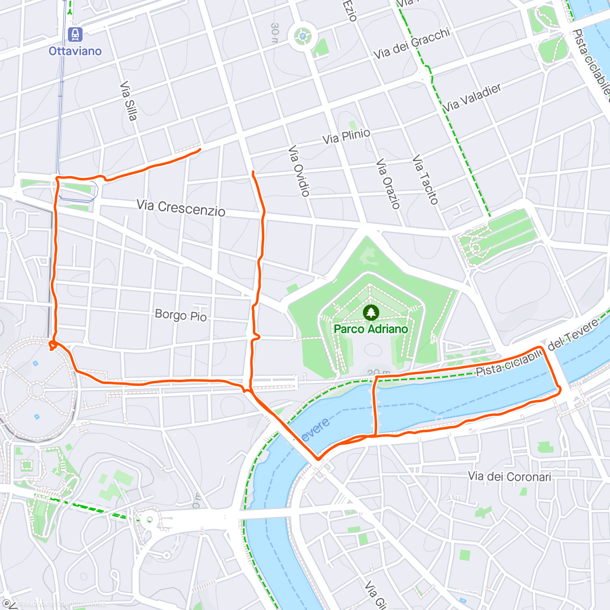 Map of the activity, My Rome run