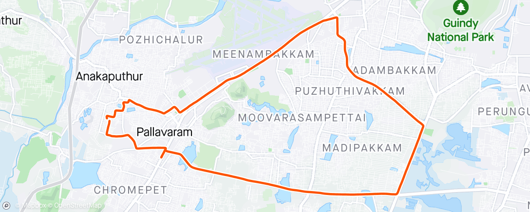 Map of the activity, Ride to Velachery MRTS with BCG