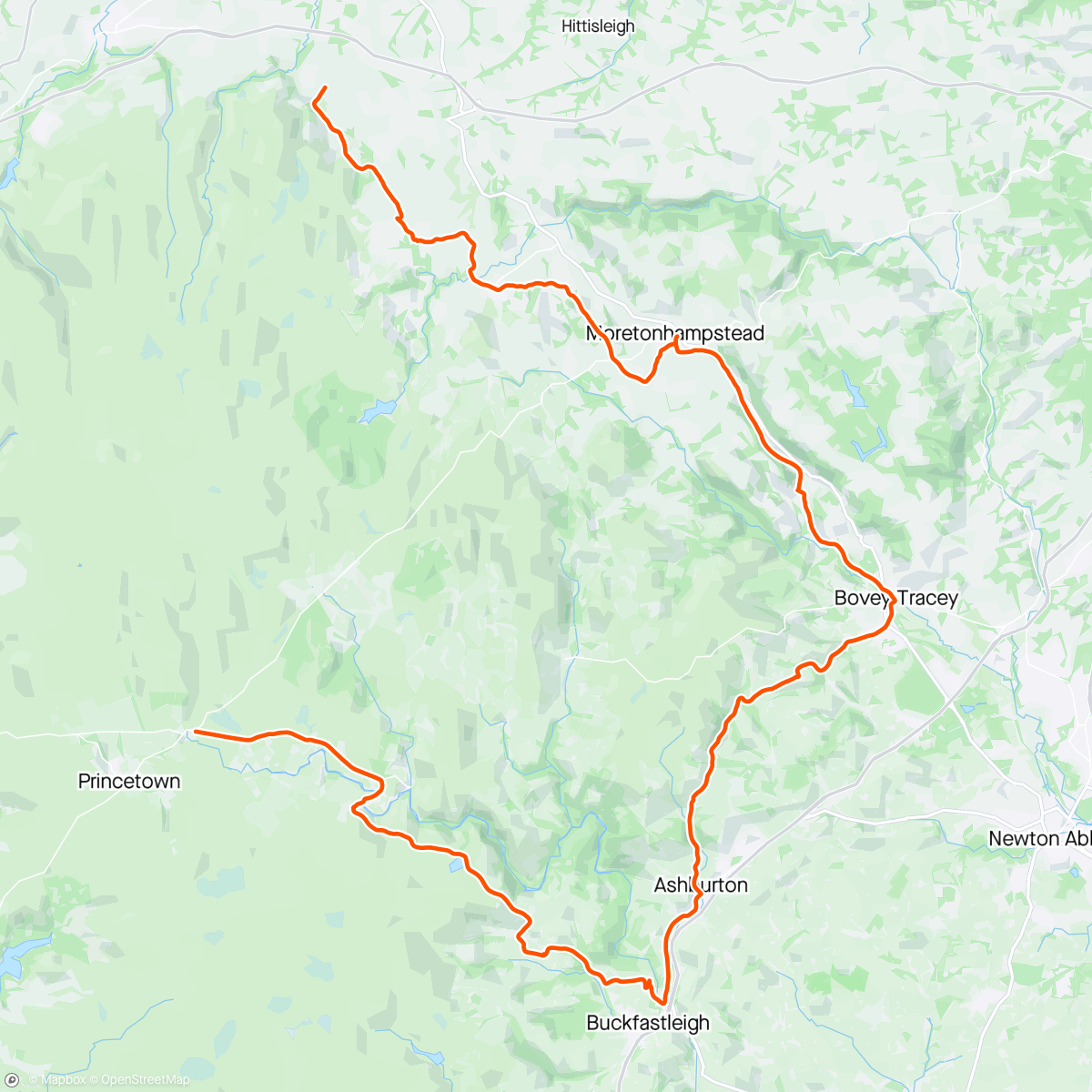 Map of the activity, Dartmoor Way - day 2