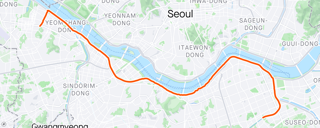 Map of the activity, 자전거출근 5,634km/15,000km