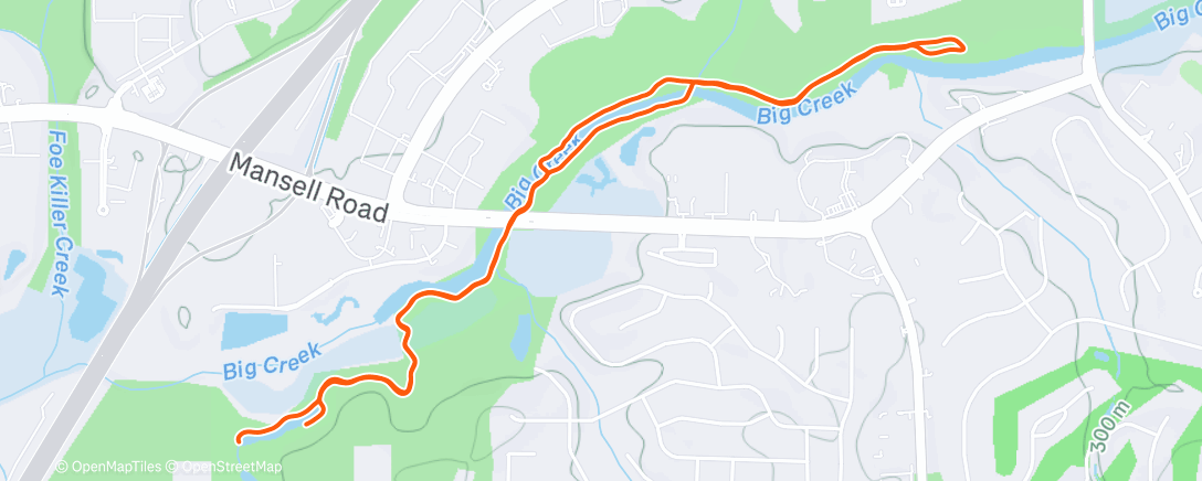 Map of the activity, Afternoon Run