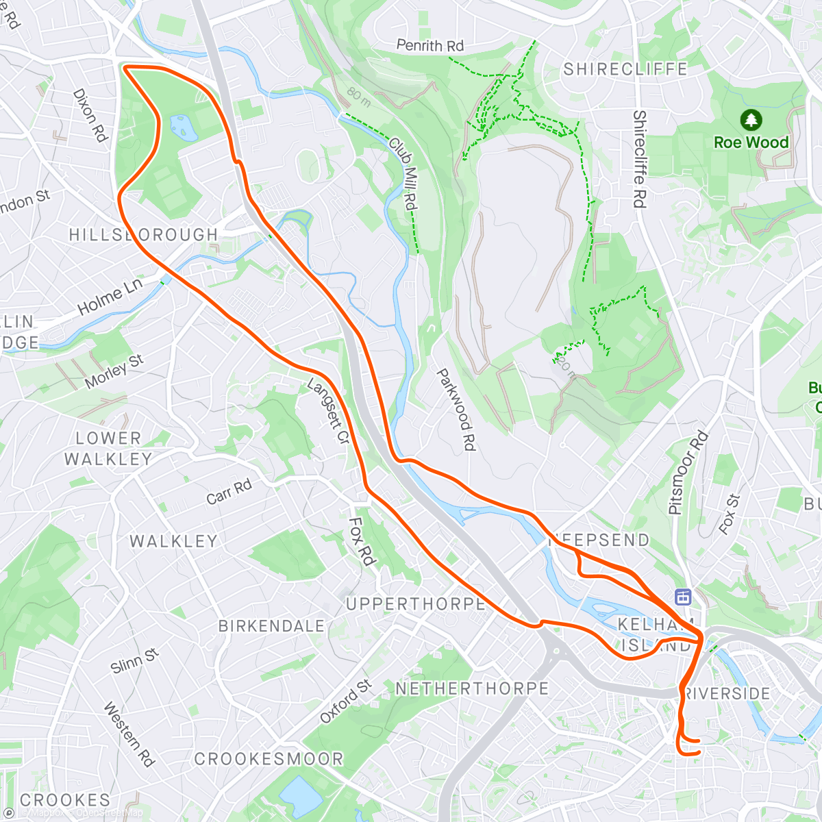 Map of the activity, Sheffield Business Runners