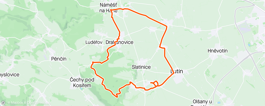 Map of the activity, Náměšť - Lhota - Kosíř Ride