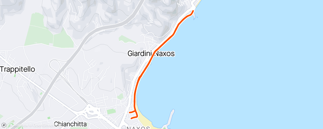 Map of the activity, Morgenløp Giardini Naxos