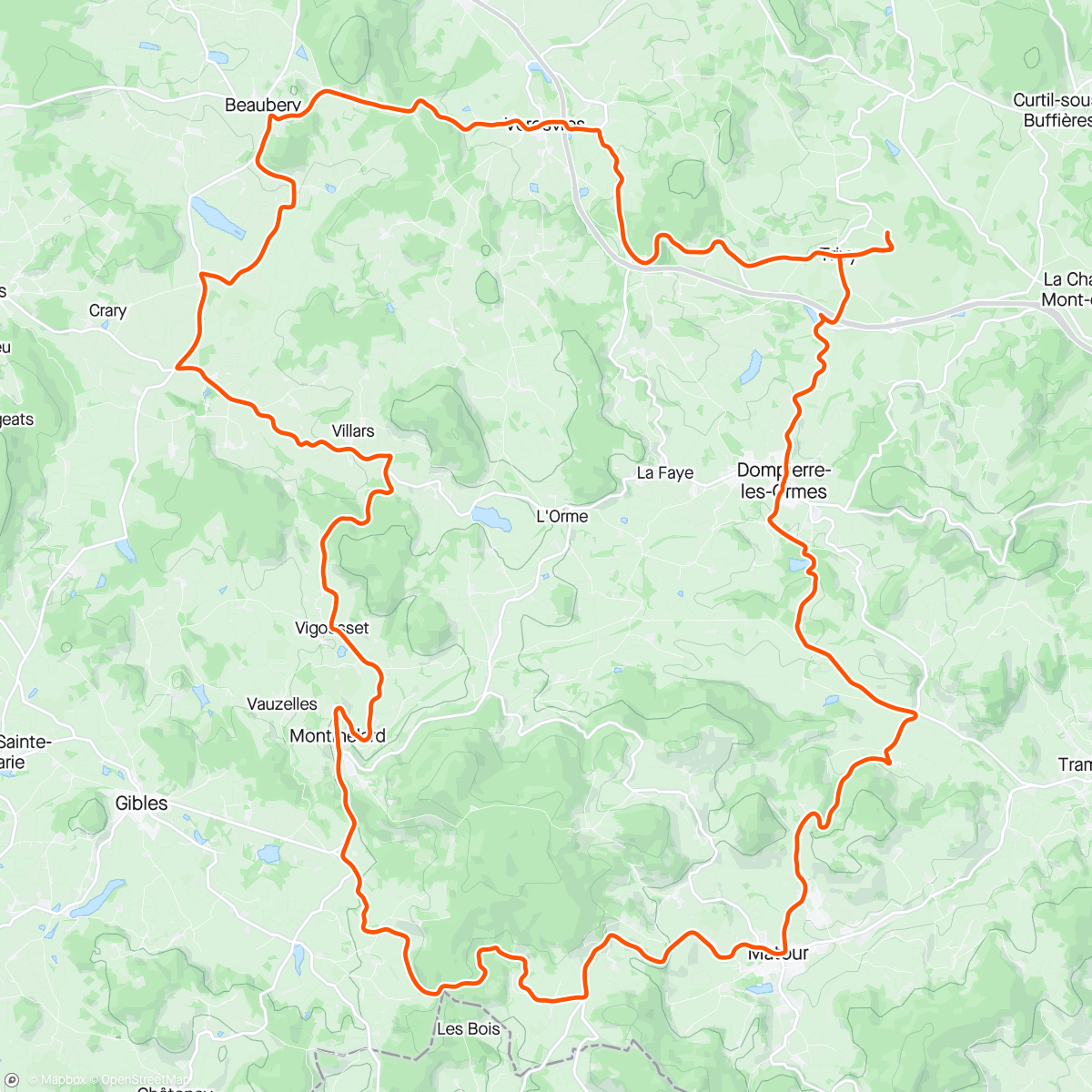 Map of the activity, Beaubery - Montmelard - Matour