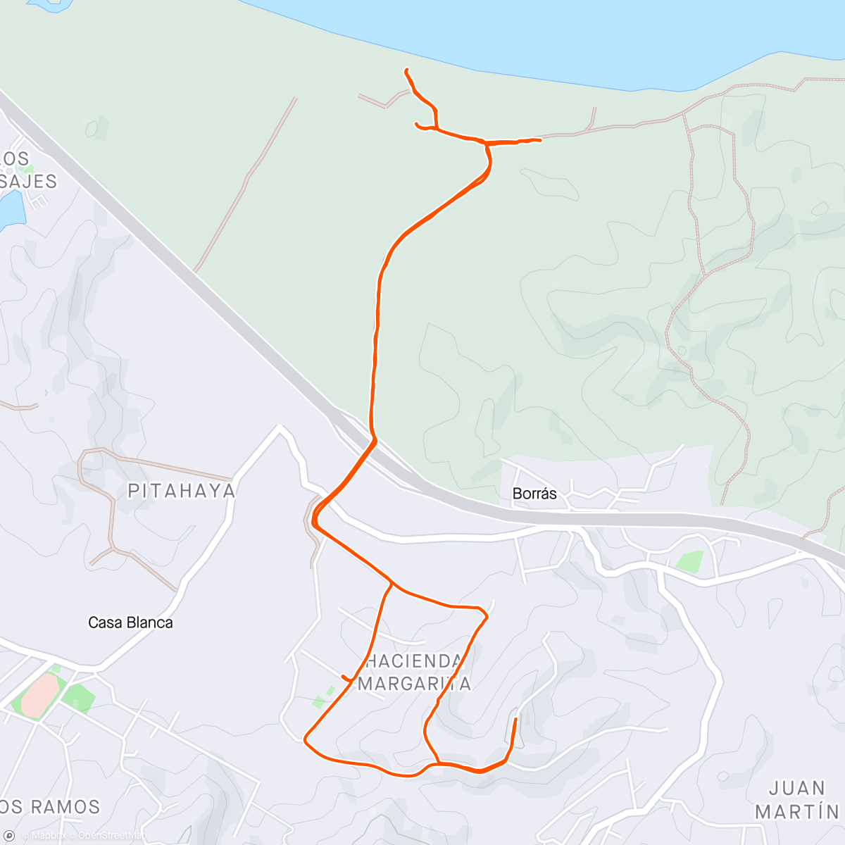 Map of the activity, Beach ride from home…🌴