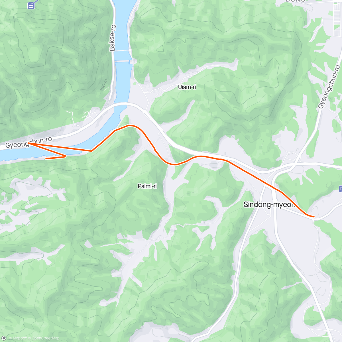 Map of the activity, "Riding" the hills in Seoul