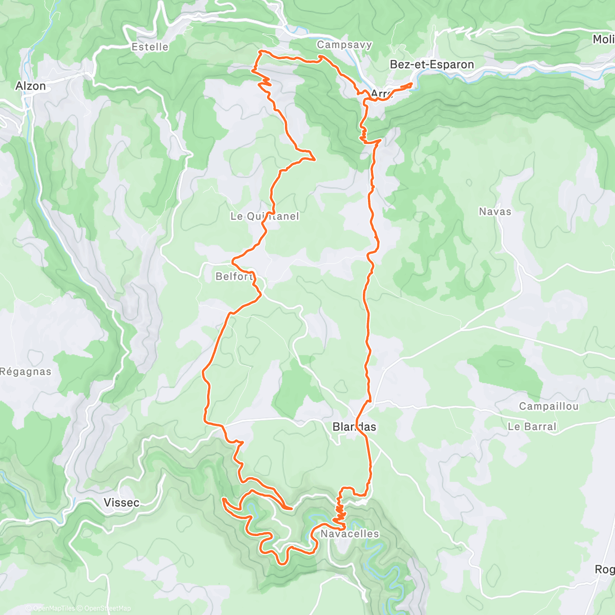 Mappa dell'attività 1/2 Trail des étoiles du CevenTrail
