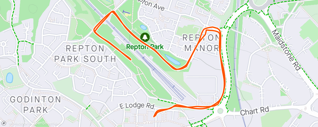 Map of the activity, 2 mile run in the sun
