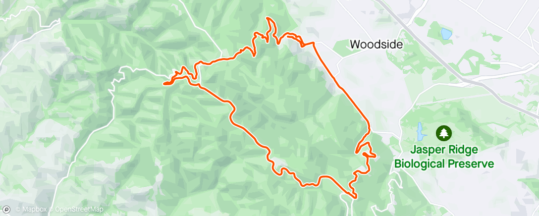 Map of the activity, Woodside ride