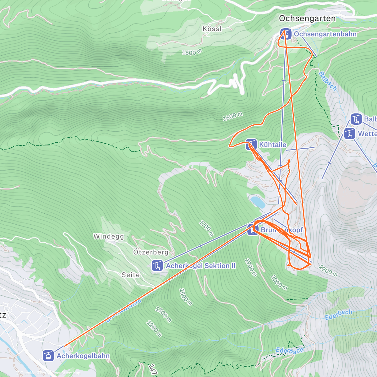 Mapa de la actividad (Bus naar Kühtai gemist)