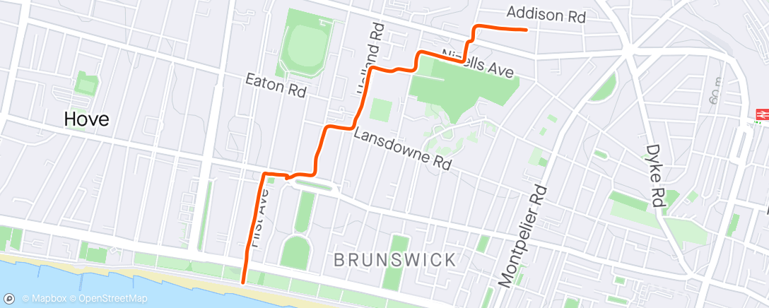 Map of the activity, jog home