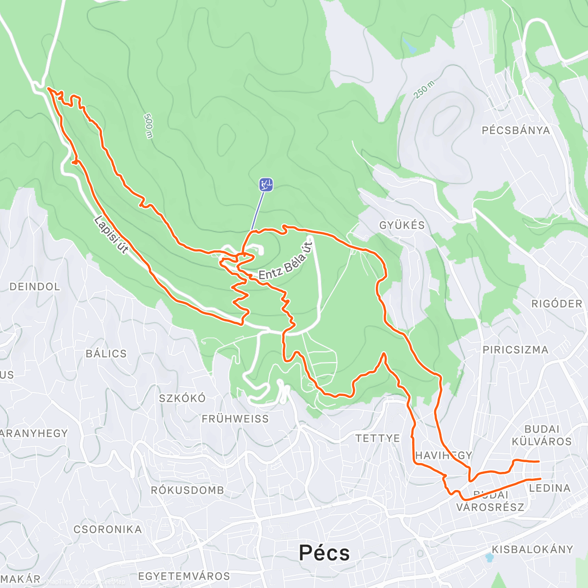 Map of the activity, Afternoon Trail Run