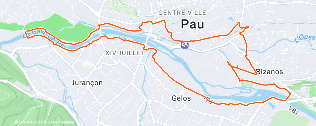 Карта физической активности (Course à pied dans l'après-midi)