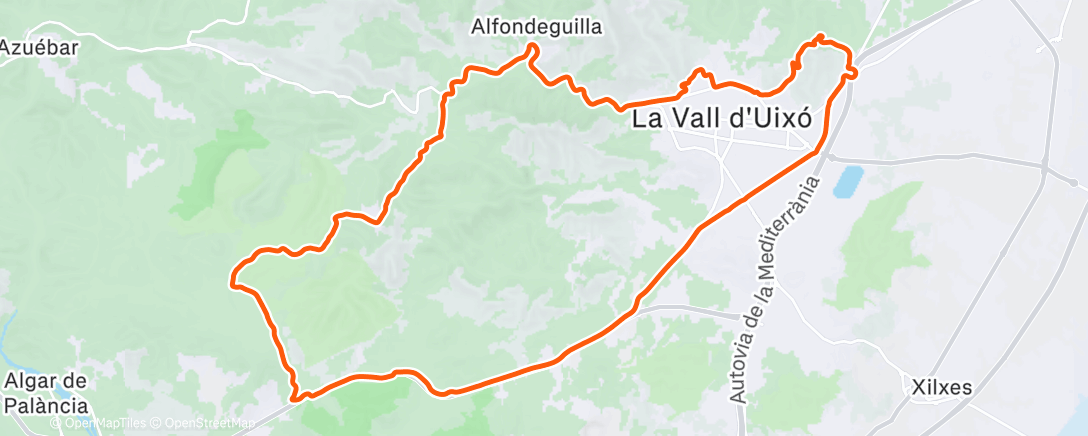Map of the activity, Bicicleta de montaña a la hora del almuerzo