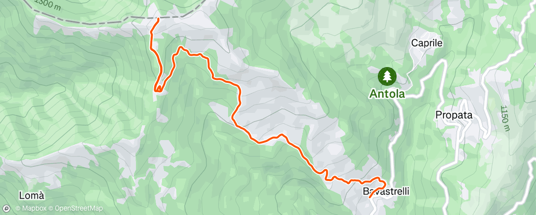 Map of the activity, Antola e discesa