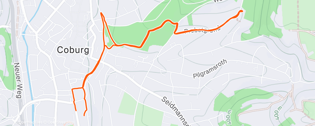 Map of the activity, Afternoon Run