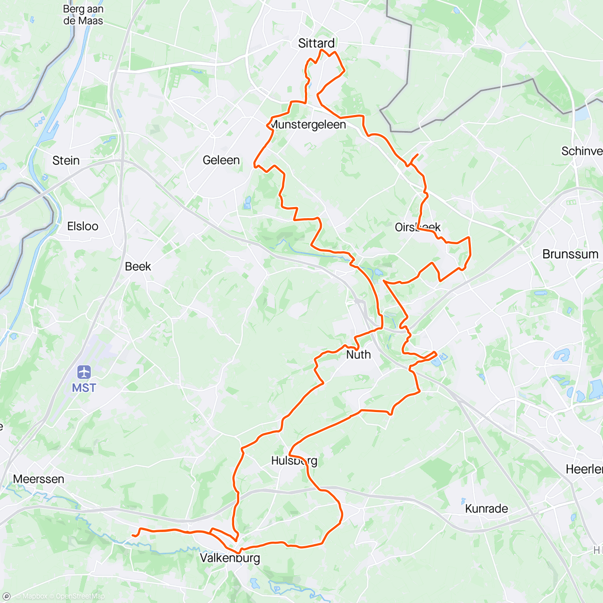 Map of the activity, Valkenburg - Sittard