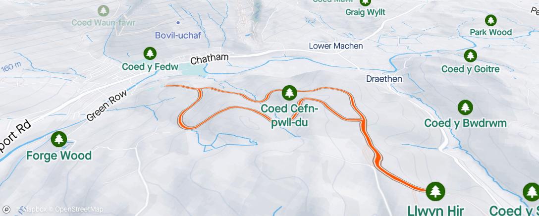 Map of the activity, Coed cefn-pwll-du park walk up trot down and try not to trip over