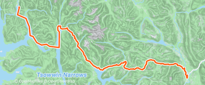 Route map of Gold River to Zeballos