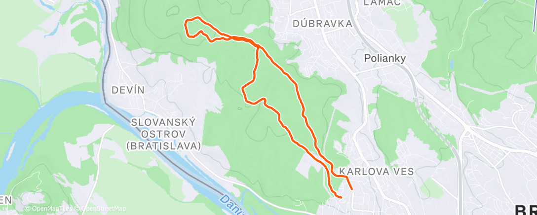 Map of the activity, Afternoon Run