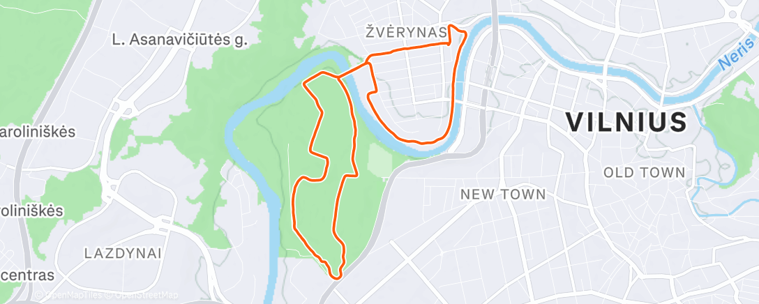 Map of the activity, Afternoon Run