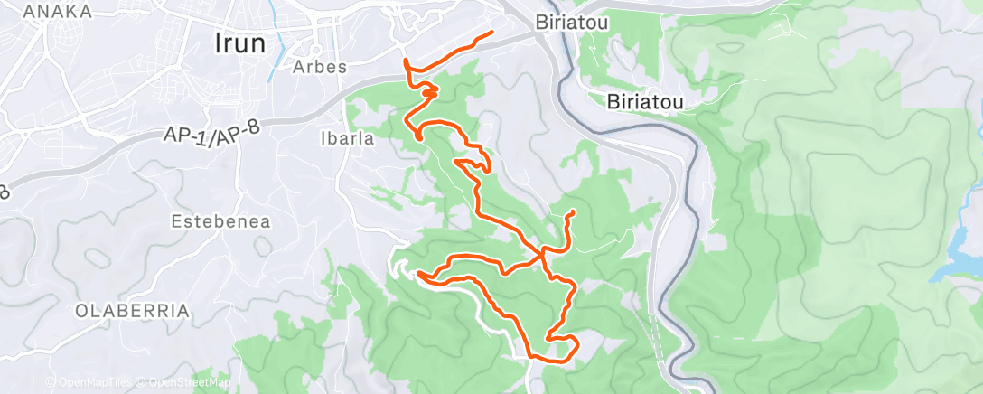 Map of the activity, Bicicleta de montaña a la hora del almuerzo