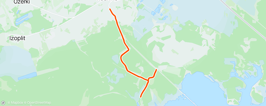 Map of the activity, Катание на роликовых лыжах (утро)