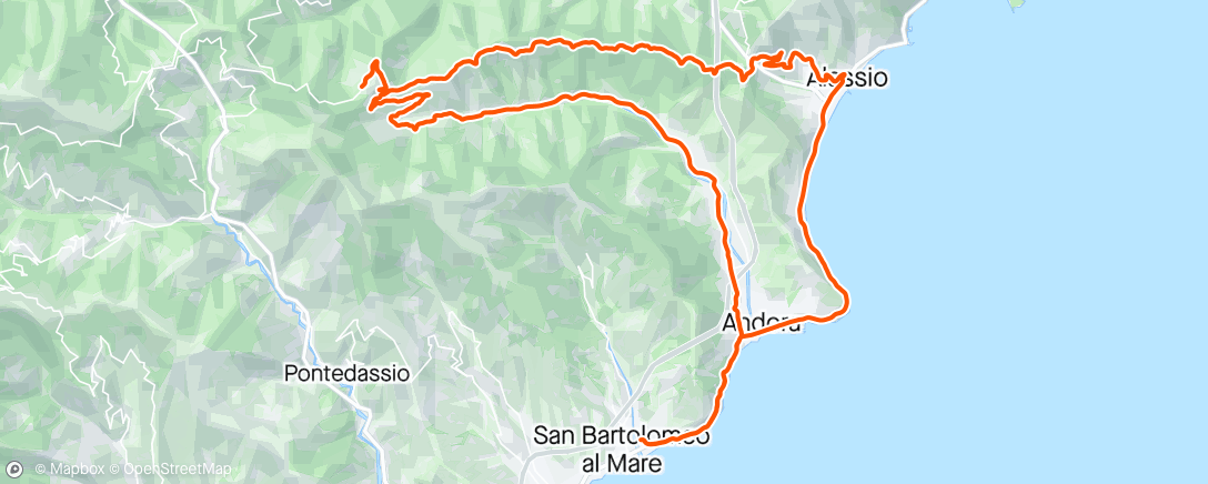 Map of the activity, Cervo - Andora - Testico - Alassio - Cervo