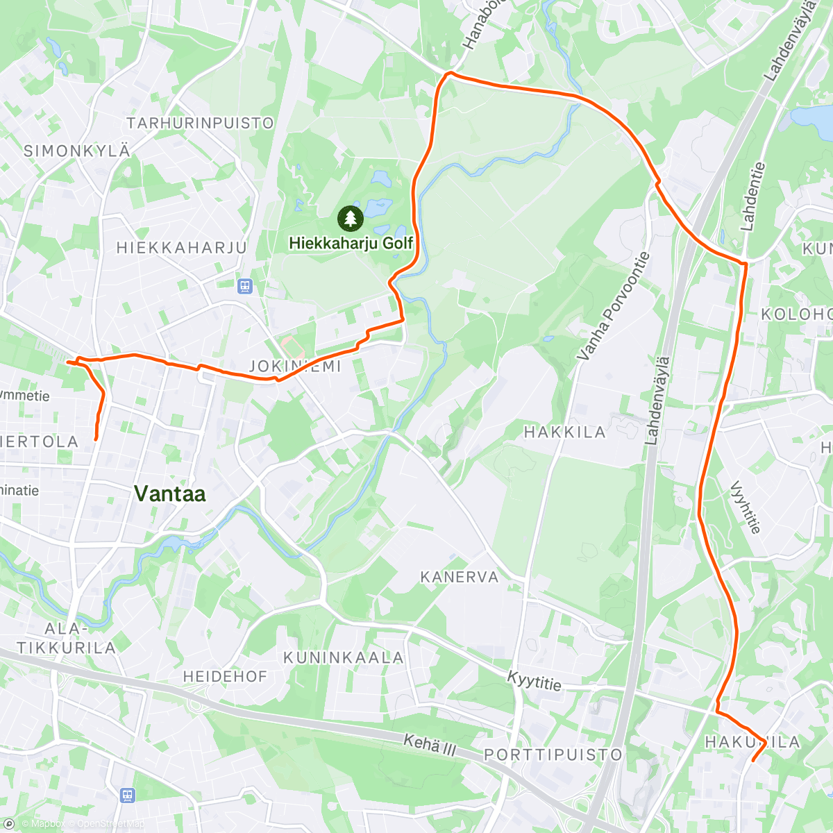 Map of the activity, Afternoon Run