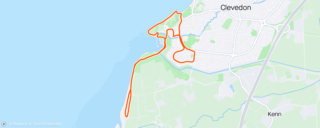 Map of the activity, CAC Thursday - Sea Wall loop with some 12 seconds strides thrown in