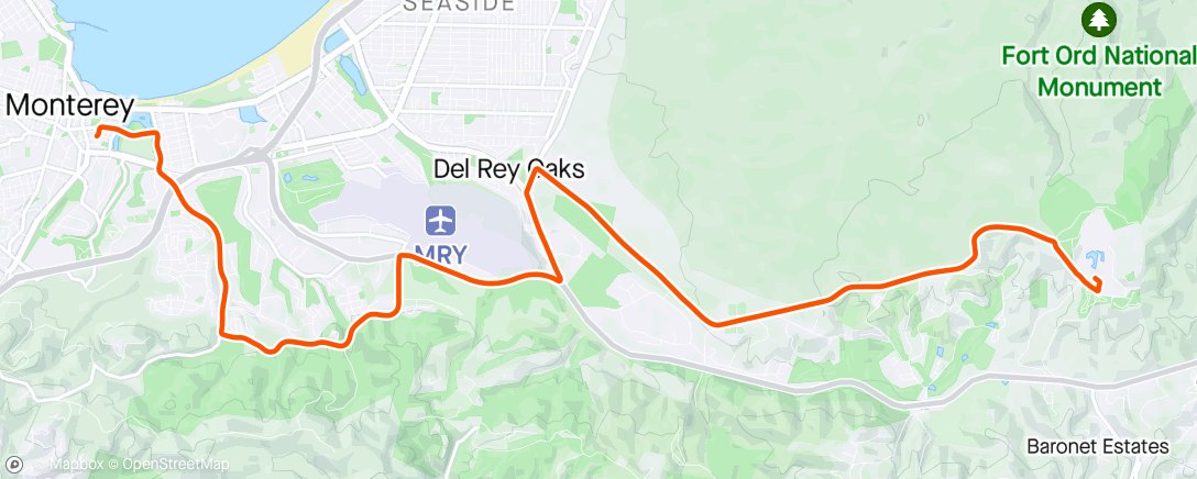 Mapa de la actividad, Ride from Laguna Seca
