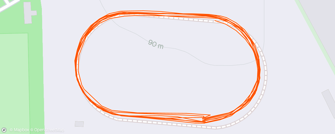 Map of the activity, 12 x  400m (75s rec)