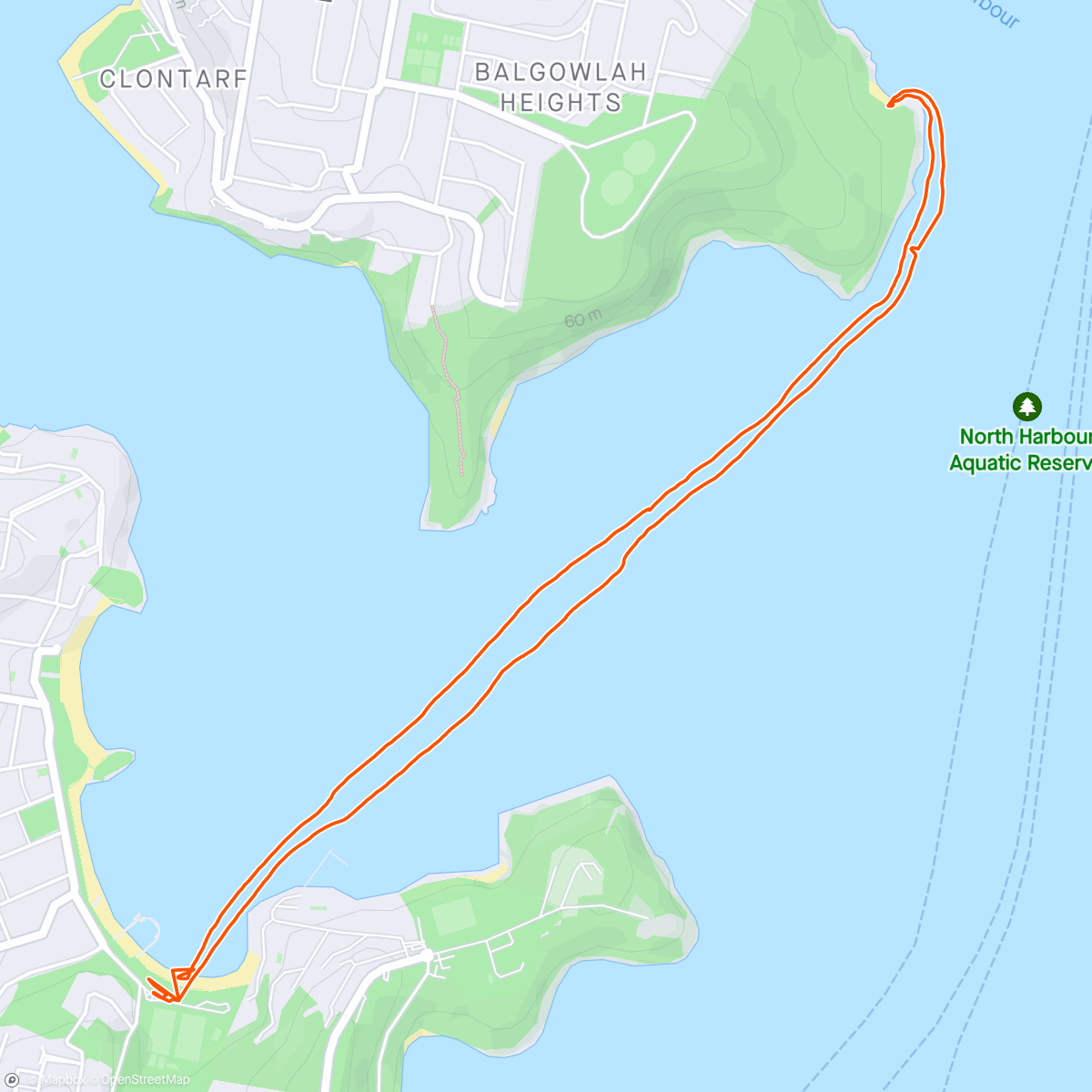 Map of the activity, Balmoral to Reef Beach kayak