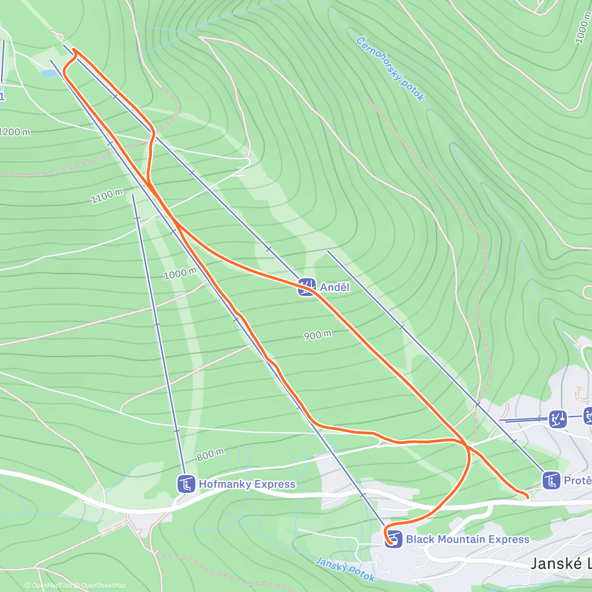 Map of the activity, Odpolední Černá
