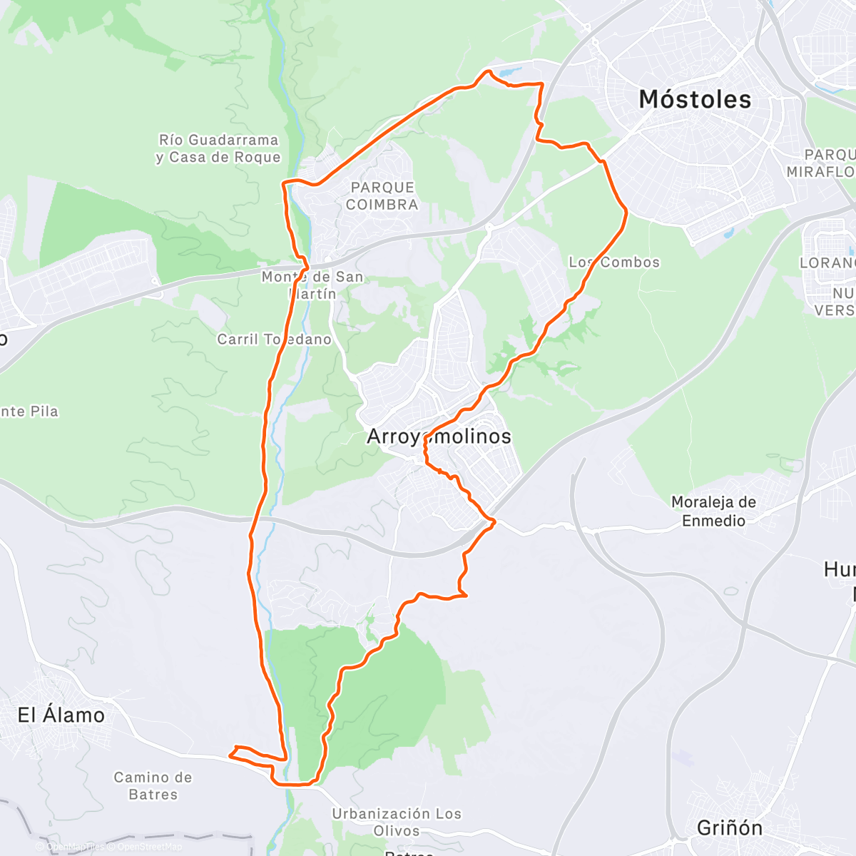 Map of the activity, De domingo.
Salieron 381 de desnivel pero no se mi garmin 😡