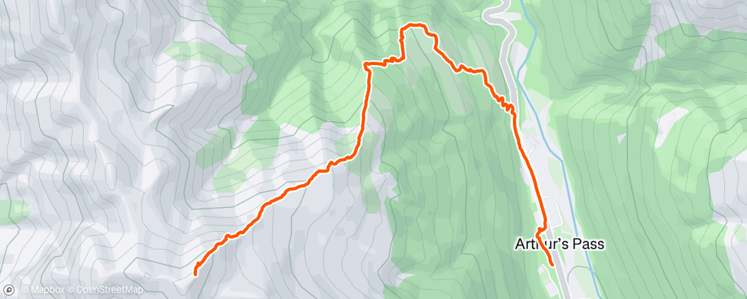 Map of the activity, Avalanche Peak Down - watch died