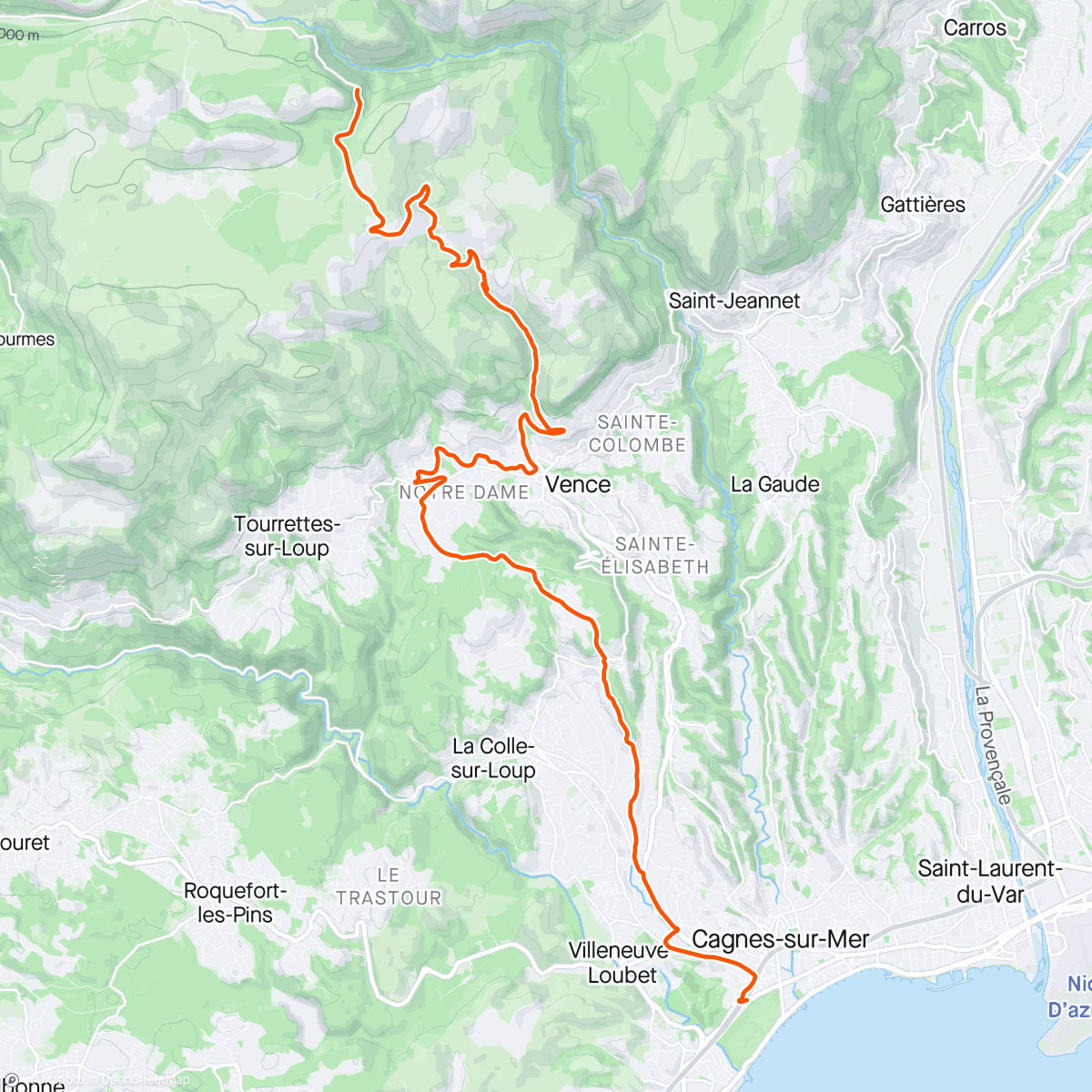 Map of the activity, ROUVY - Race: Challenge Cagnes-sur-Mer 28km