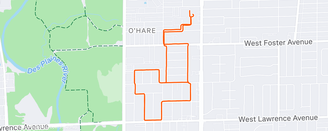 Map of the activity, Evening Run