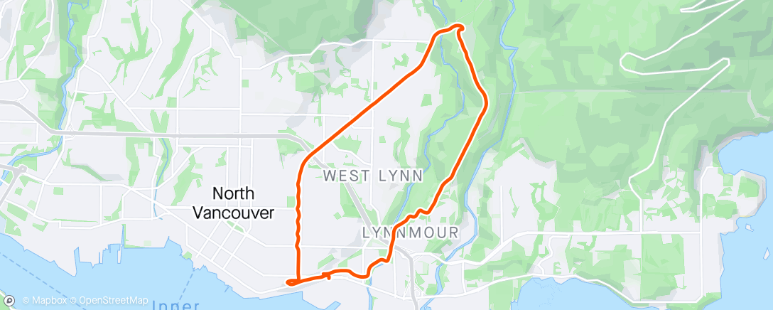 Map of the activity, Lynn Valley - Lillooet Loop