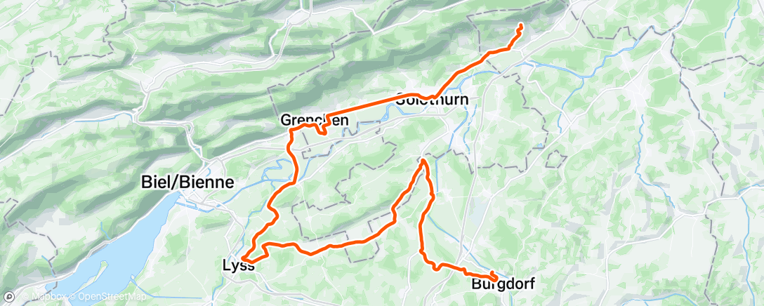 Map of the activity, Lunch Ride