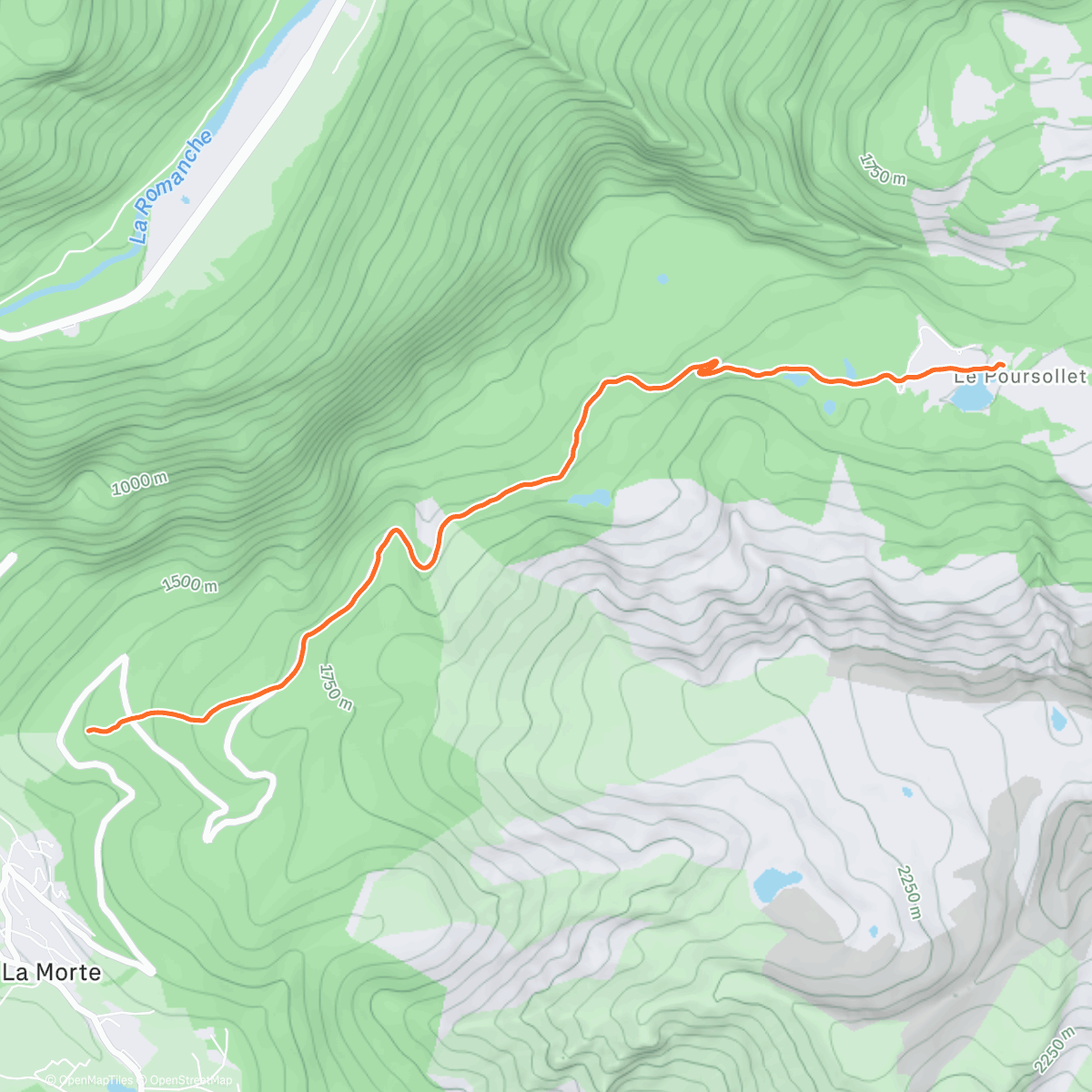 Map of the activity, Marche depuis La Morte