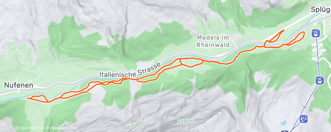 Map of the activity, Langlaufen Splügen