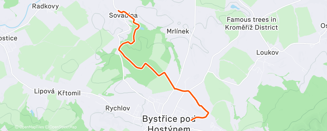 Map of the activity, Afternoon Trail Run