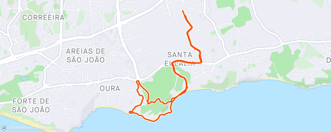 Map of the activity, Praia de Oura Leste