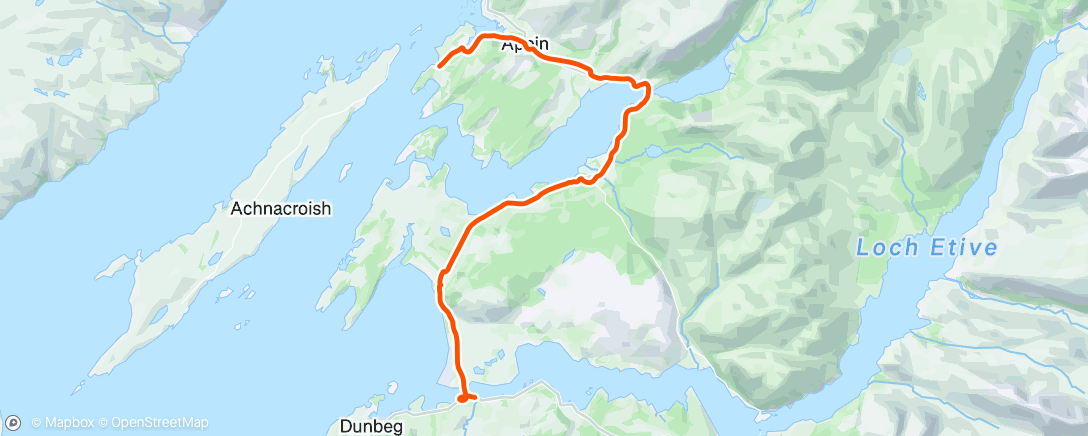 Map of the activity, Letjog Connel to Port Appin